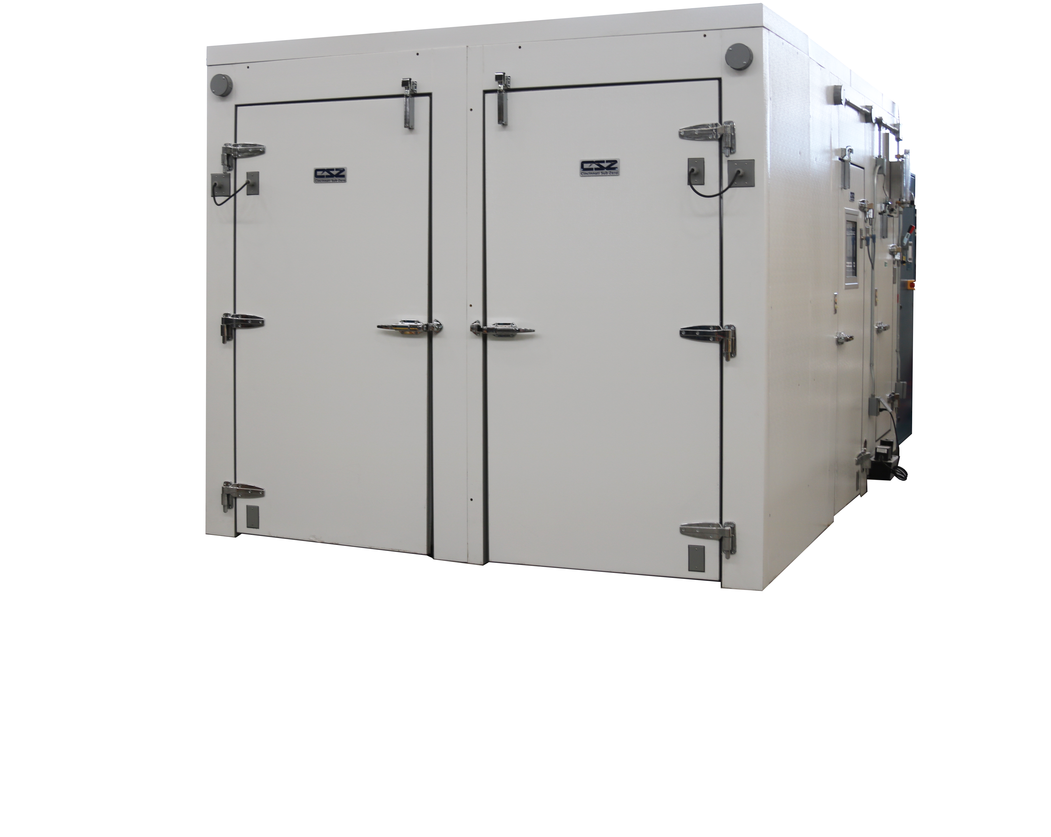 Custom walk-in environmental test chamber for server rack temperature and humidity testing